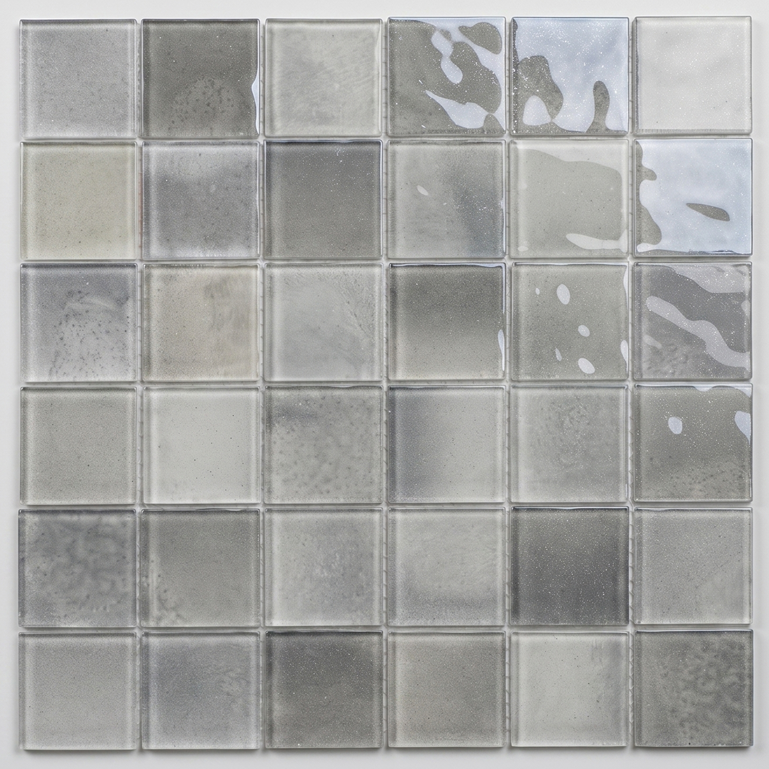 Glasmosaik Mosaikfliese Nizza 48×48 mm Grau