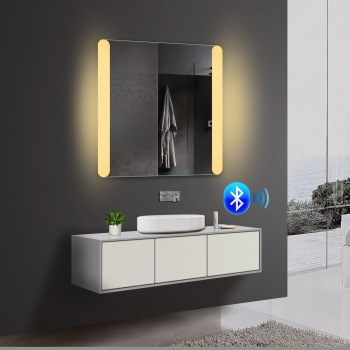 LED Beleuchtung Warm-/Kaltweiß Badezimmerspiegel mit Bluetooth-​Lautsprecher