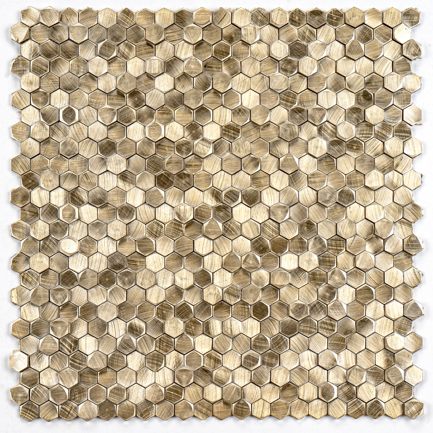 Mosaikfliesen Edelstahl Toulouse 15x15x4mm Gold 3D Gebürstet
