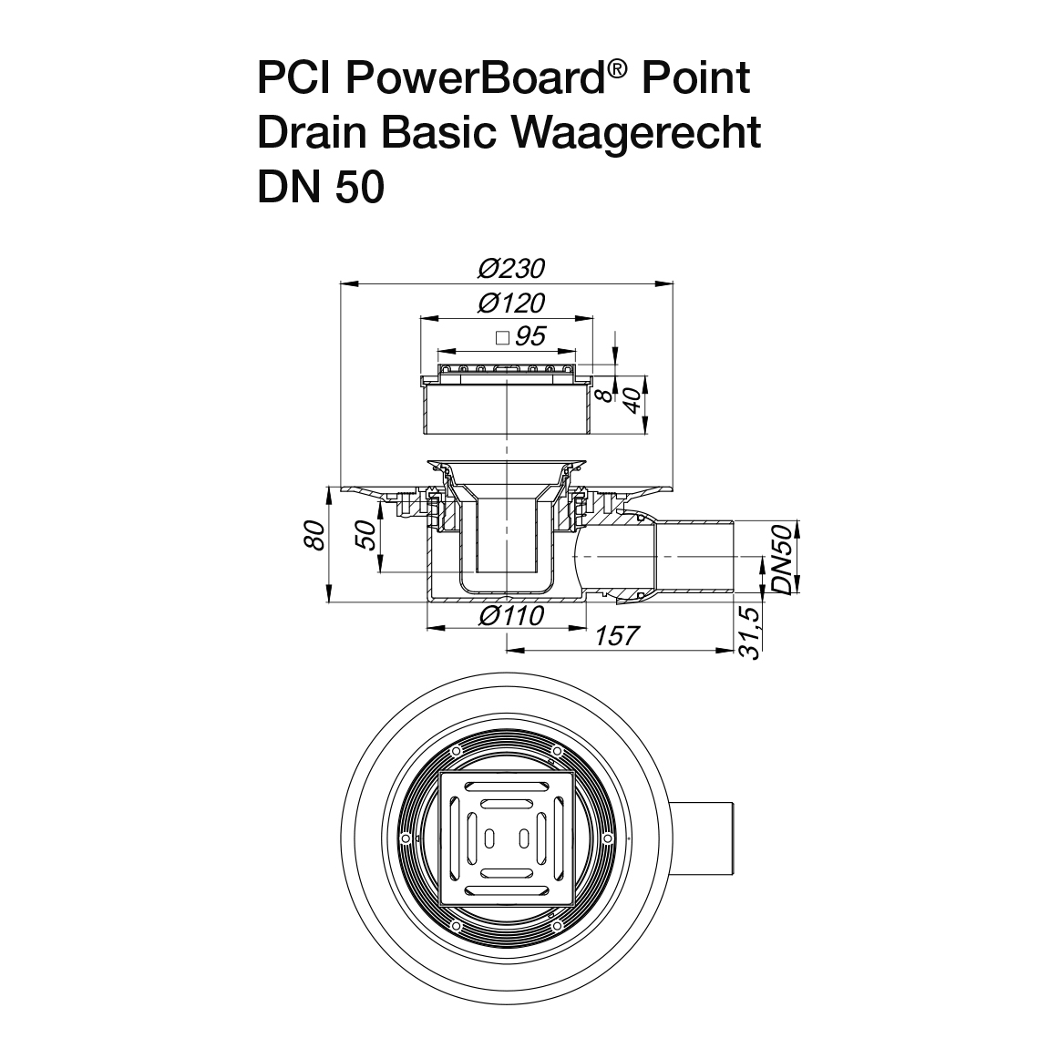 Bodenabläufe PCI PowerBoard Point Drain Basic