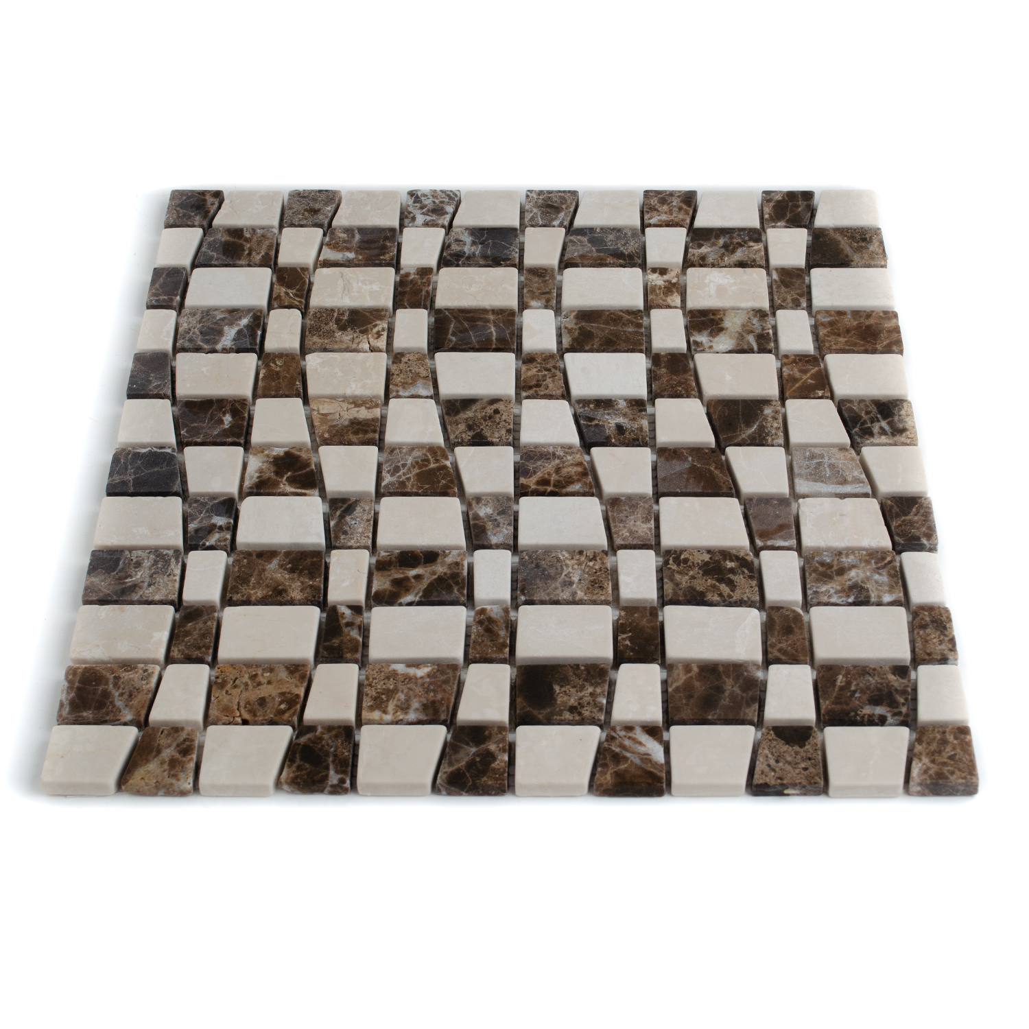 Natursteinmosaik Marmormosaik Welle Beige Braun Noemi-BEN10281