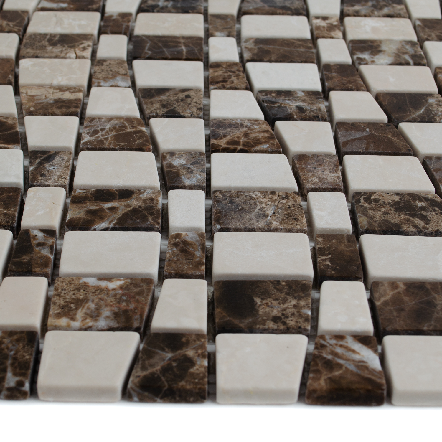 Natursteinmosaik Marmormosaik Welle Beige Braun Noemi-BEN10281