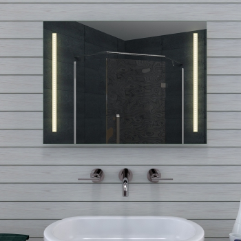 Design LED Beleuchtung Kalt- / Warmweiß Badezimmerspiegel 80x60cm