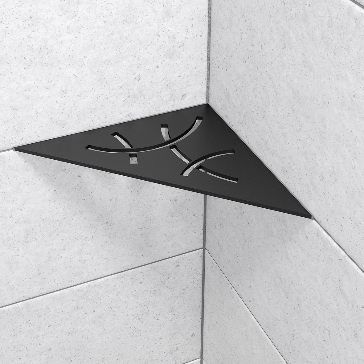Wandablage für Nischen von Schlüter Dreieckige Eck-Wandablage Curve Graphitschwarz matt