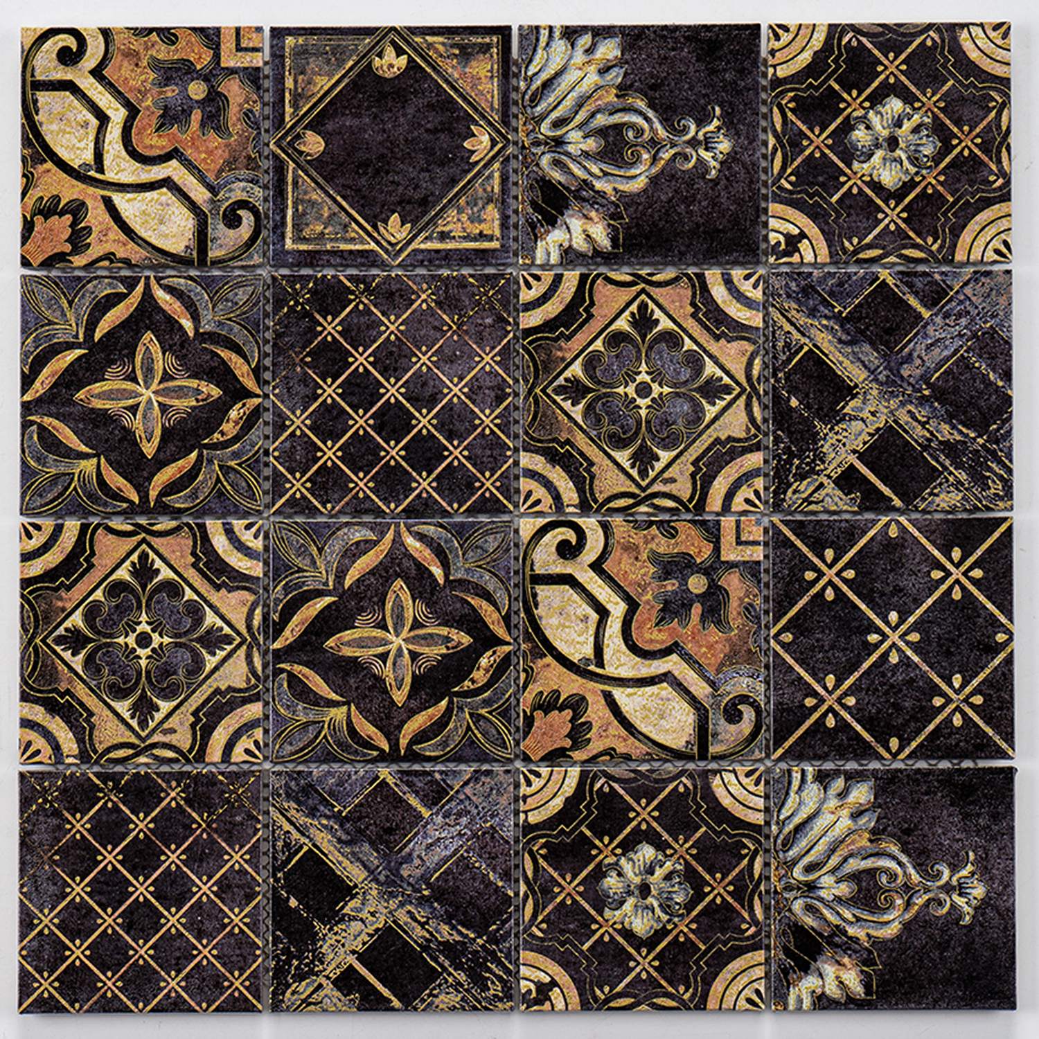 Aluminum Mosaikfliesen Retro Mosaik Paris 75x75x8mm Quadrat Schwarz