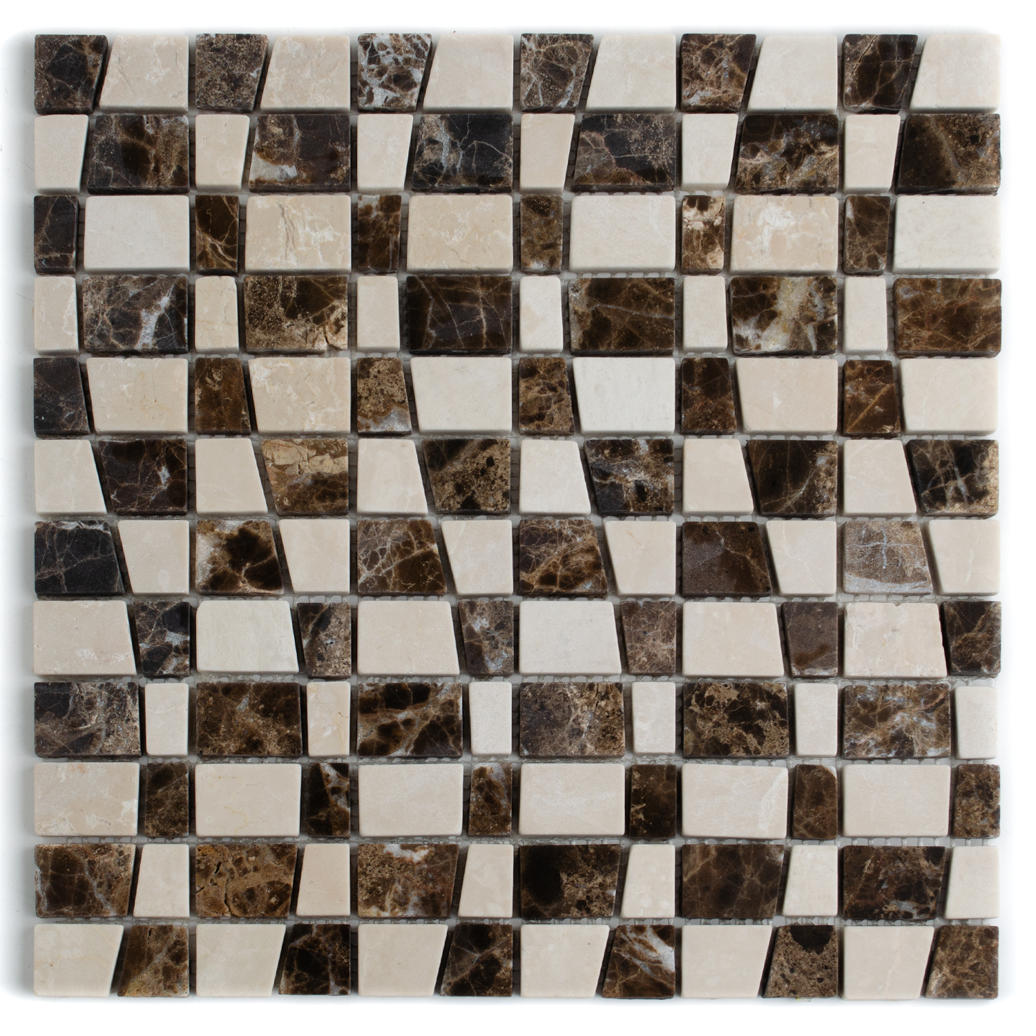 Natursteinmosaik Marmormosaik Welle Beige Braun Noemi-BEN10281