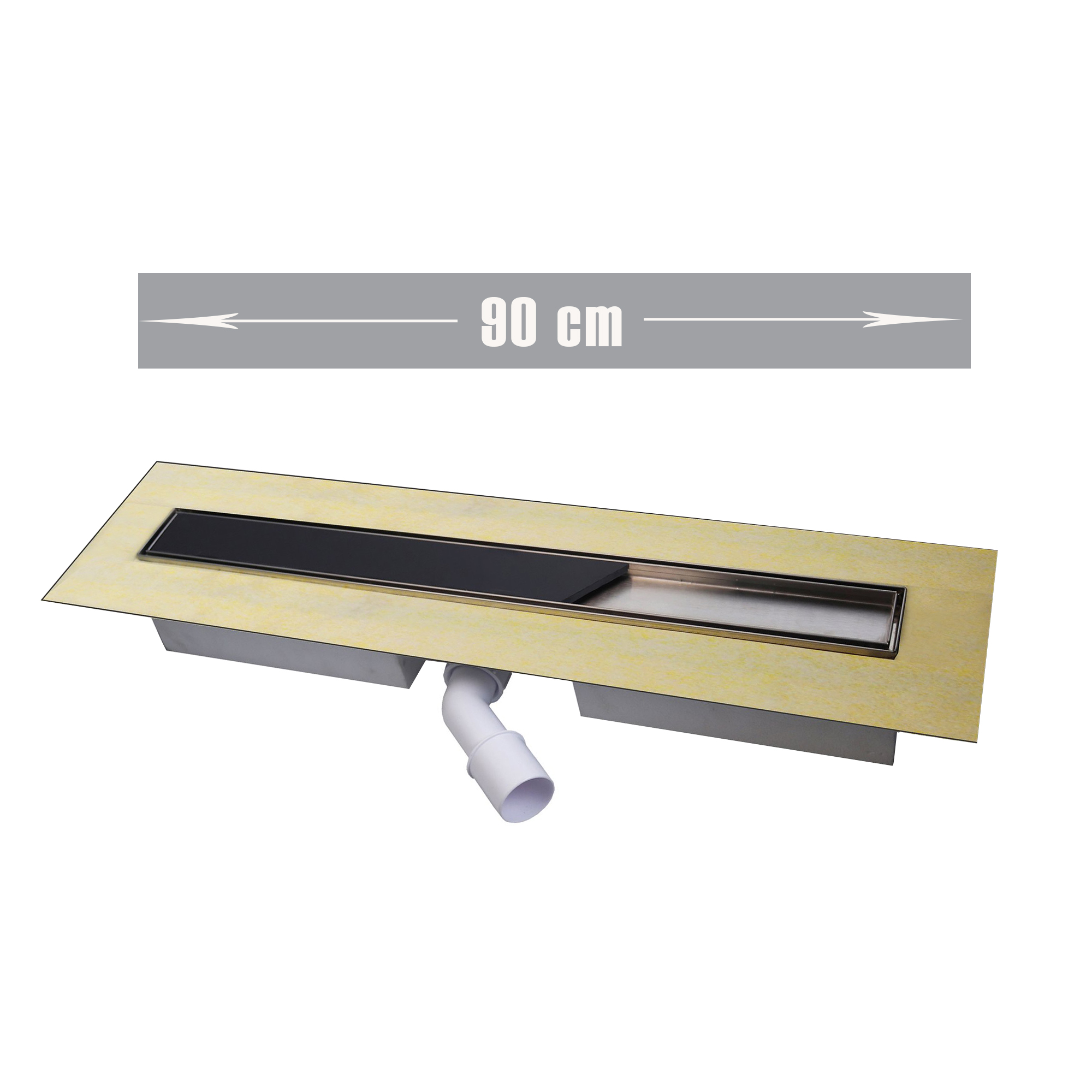 Duschrinne Lineares Duschrinnensystem Komplettset mit zweiseitig verwendbarem Rost