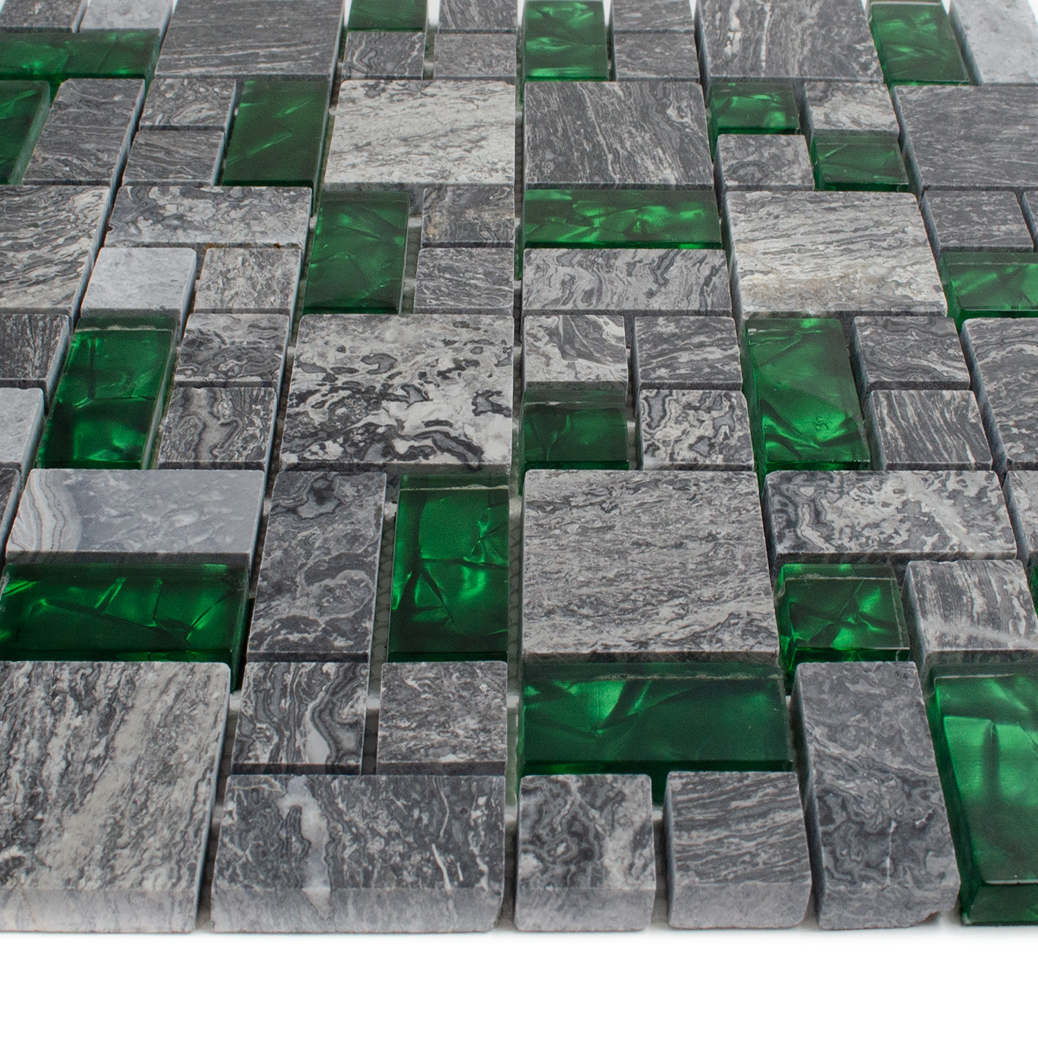 Glasmosaik Grün Natursteinmosaik Abigal Steinmix Matte-BEN10208.3