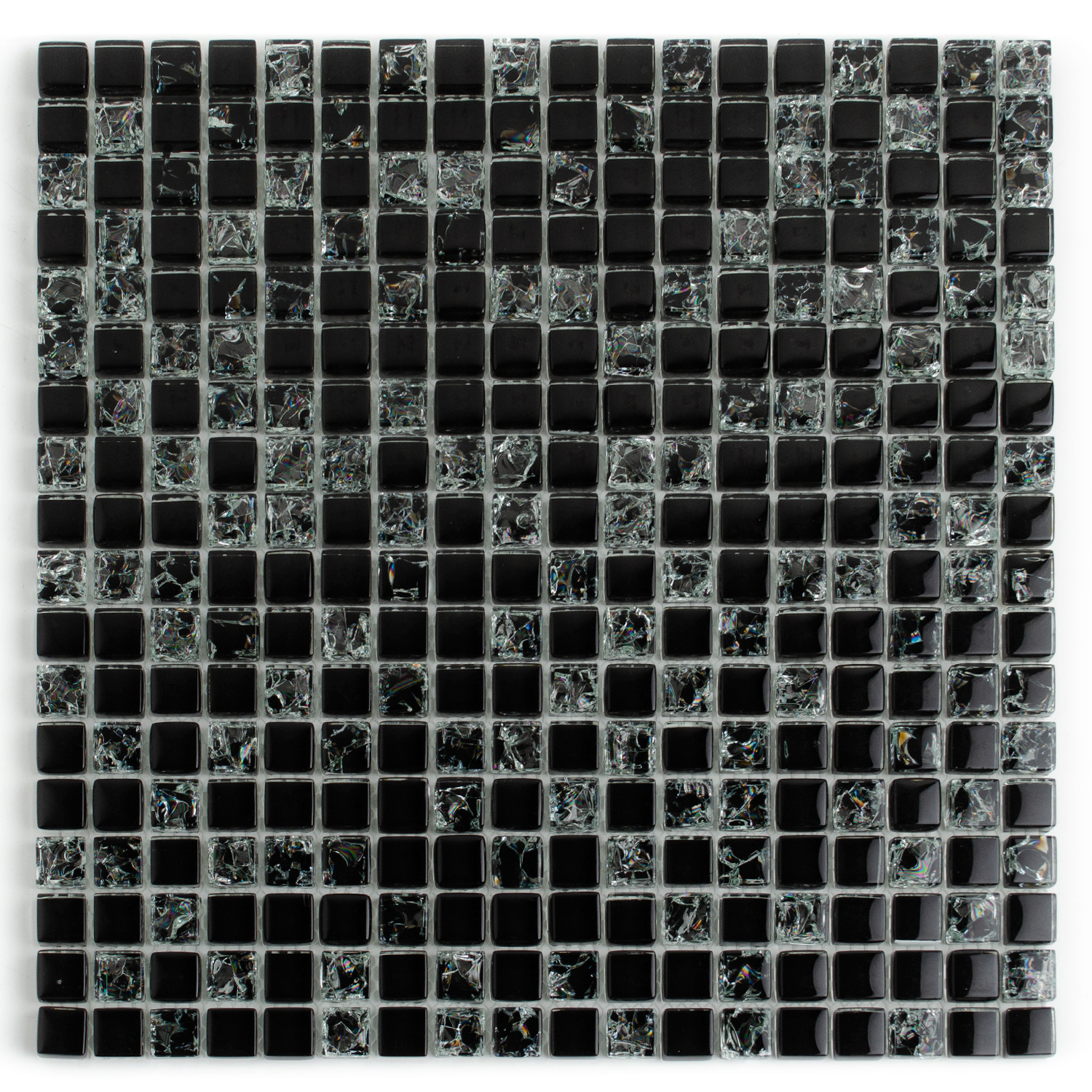 Glasmosaik Gaby Schwarz Brickmosaik mit Brucheffekt-BEN10219