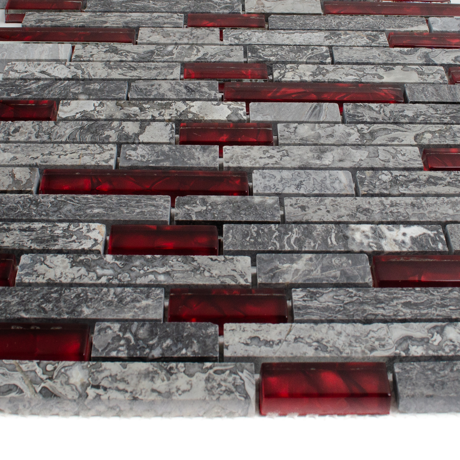 Glasmosaik Rot Natursteinmosaik Abigal Brick