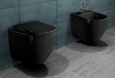 Wand-​Tiefspül-WC ohne Spülrand Schwarz beschichtet