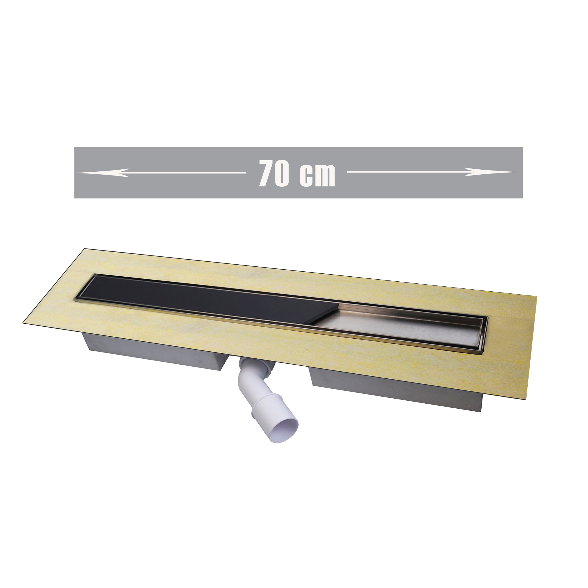 Duschrinne Lineares Duschrinnensystem Komplettset mit zweiseitig verwendbarem Rost