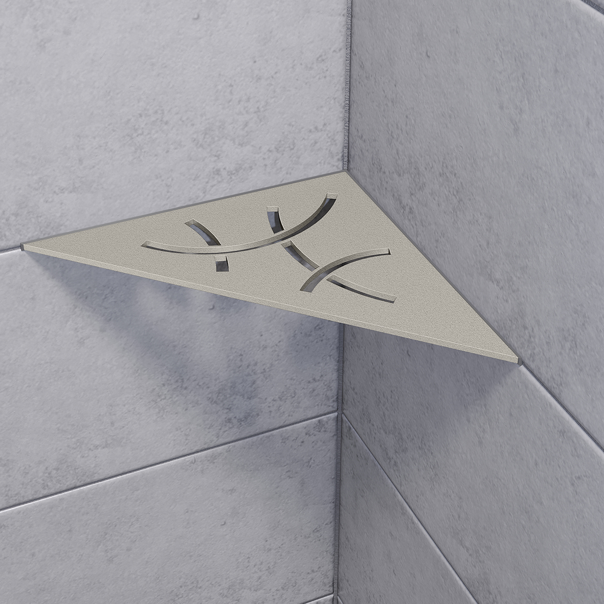 Wandablage für Nischen von Schlüter Dreieckige Eck-Wandablage Curve Steingrau