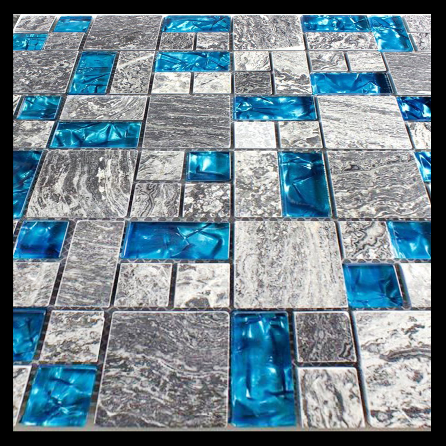 Glasmosaik Blau Natursteinmosaik Abigal Steinmix Matte