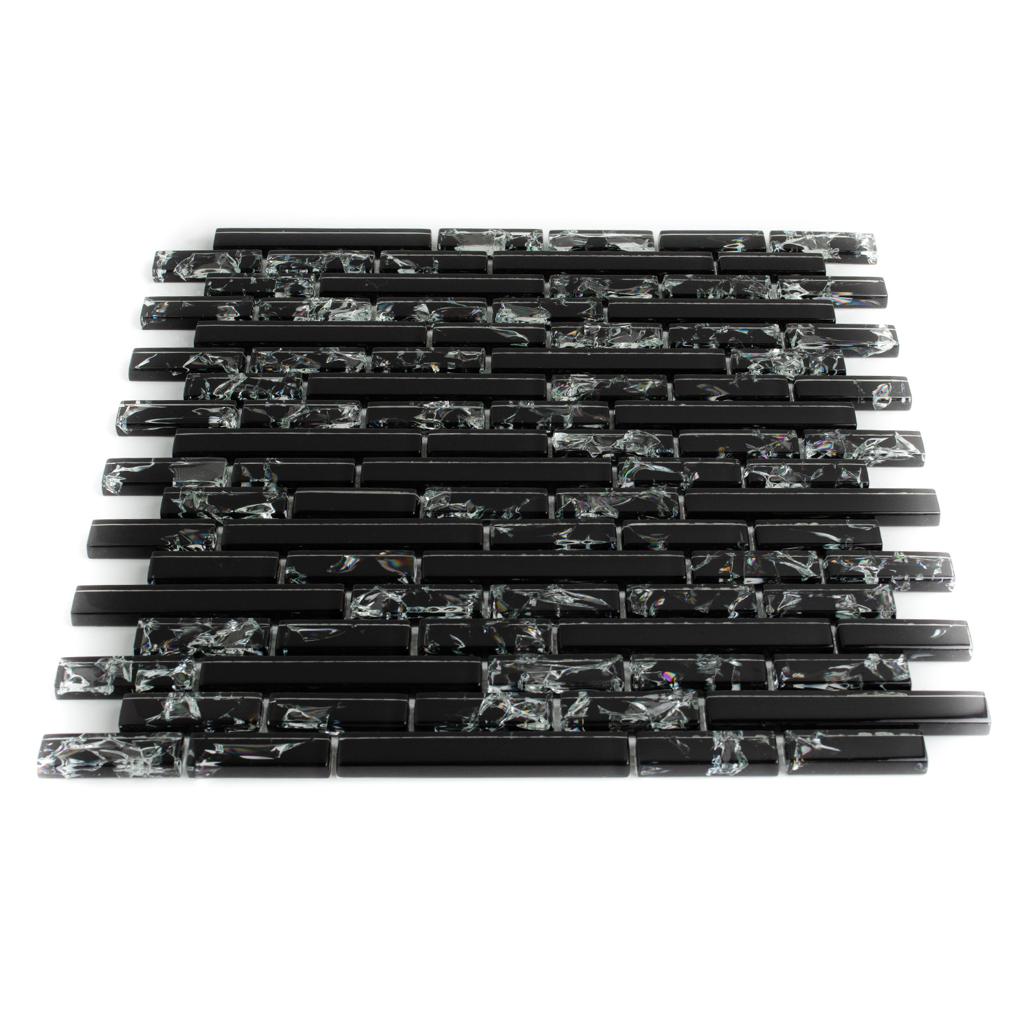 Glasmosaik Gaby Schwarz Brickmosaik mit Brucheffekt-BEN10219