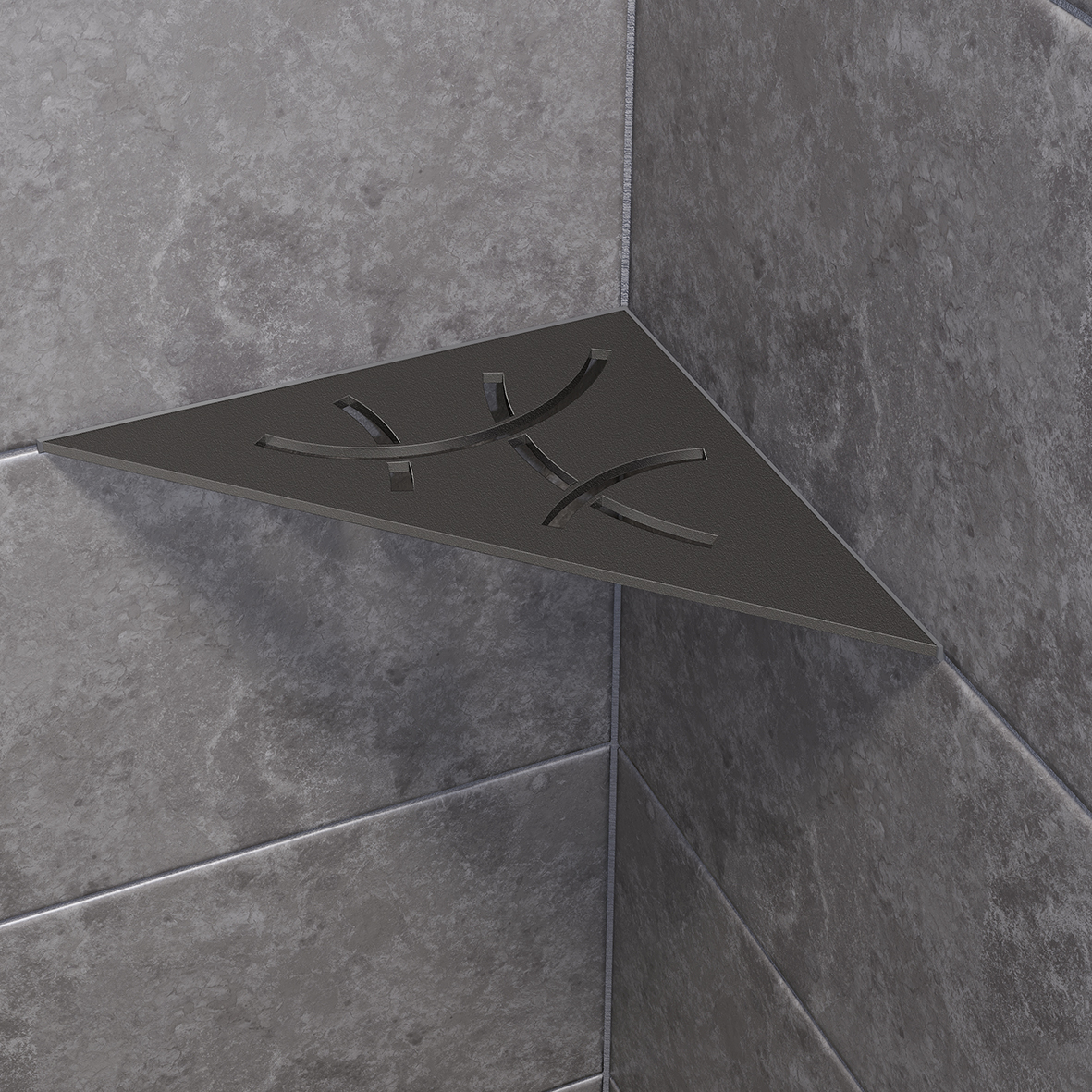 Wandablage für Nischen von Schlüter Dreieckige Eck-Wandablage Curve Dunkelanthrazit