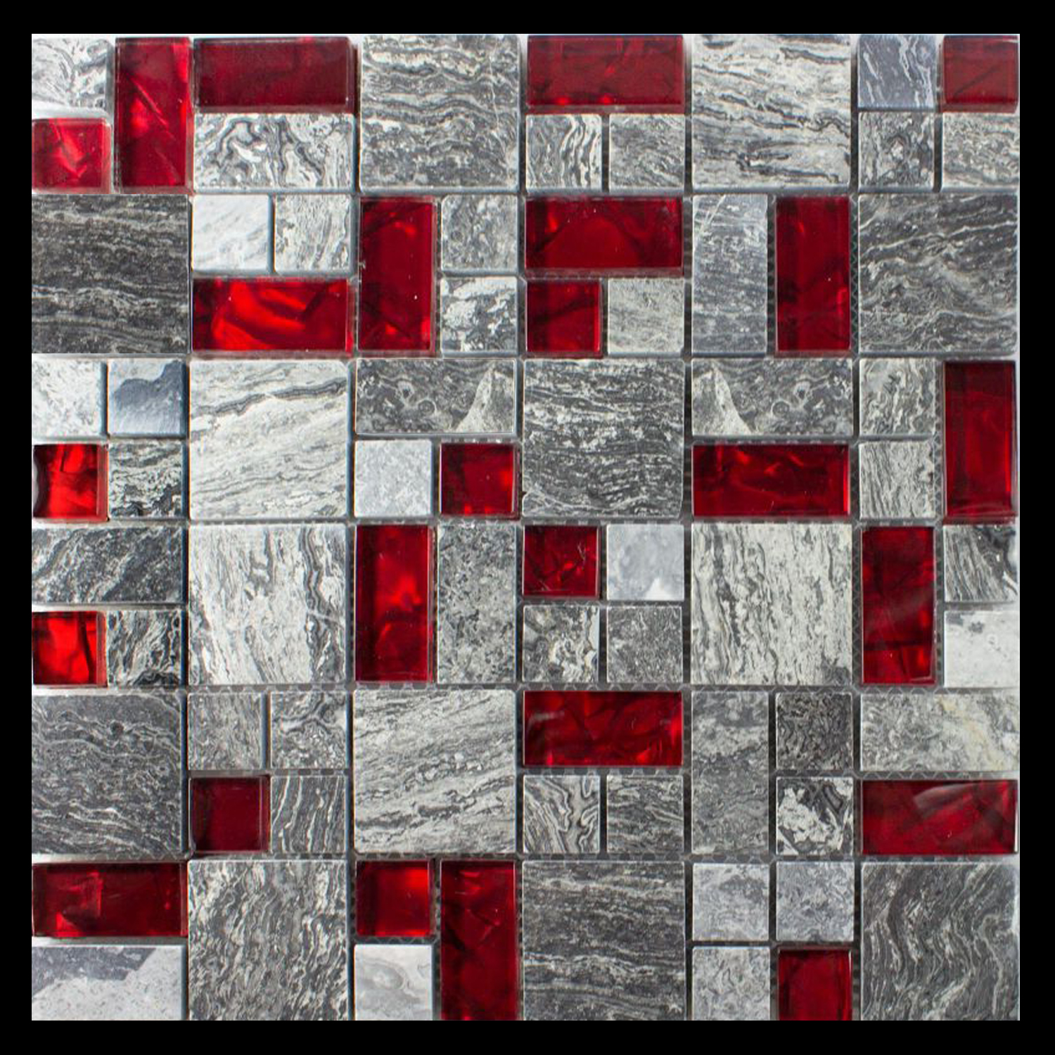 Glasmosaik Rot Natursteinmosaik Abigal Steinmix