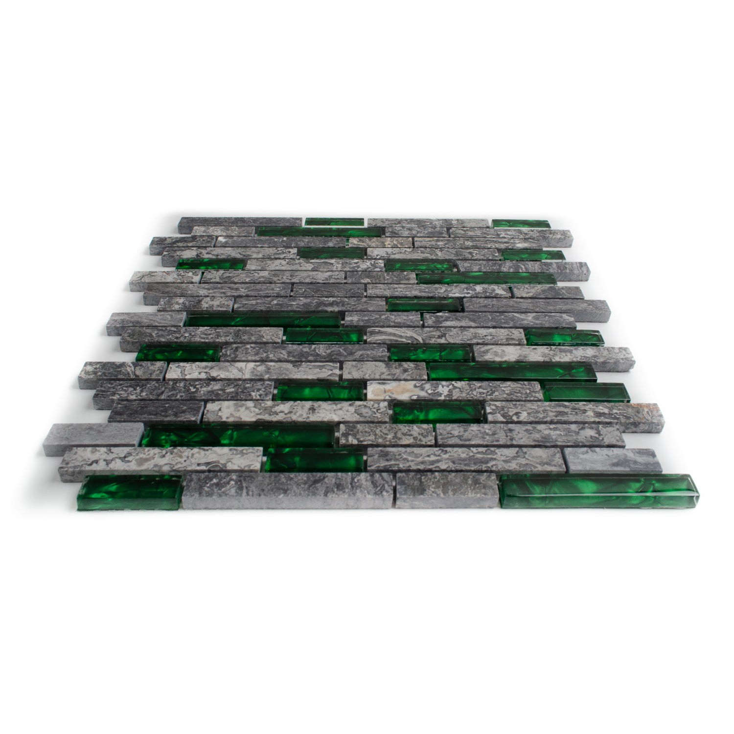 Glasmosaik Grün Natursteinmosaik Abigal Brick Matte