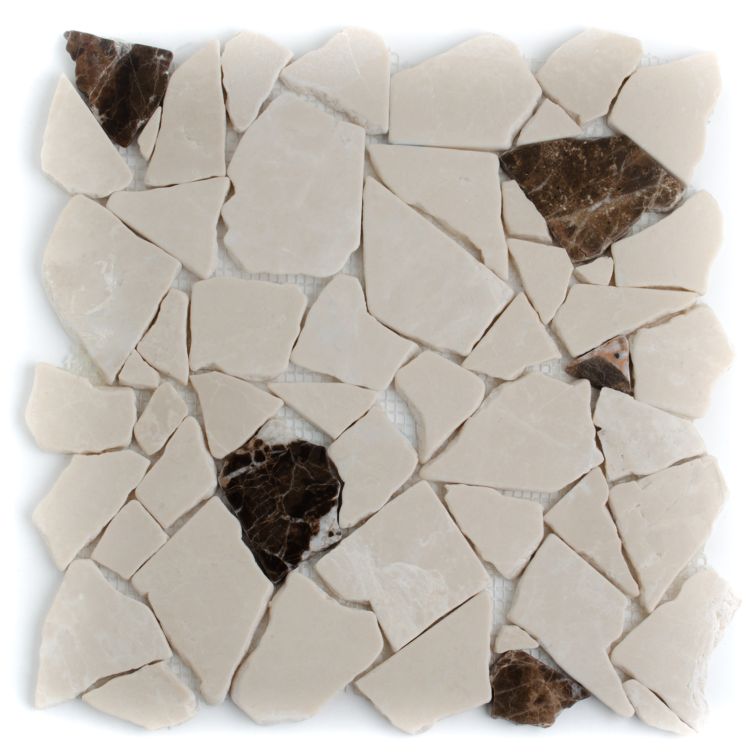 Natursteinmosaik Marmorbruch Crema Castano Beige Nanett-BEN10262