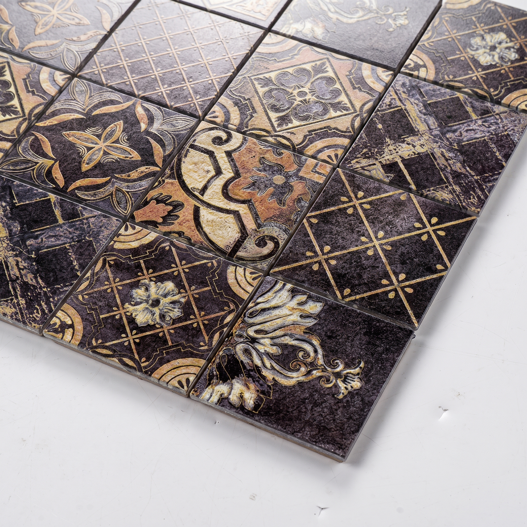 Aluminum Mosaikfliesen Retro Mosaik Paris 48x48x8mm Quadrat Schwarz