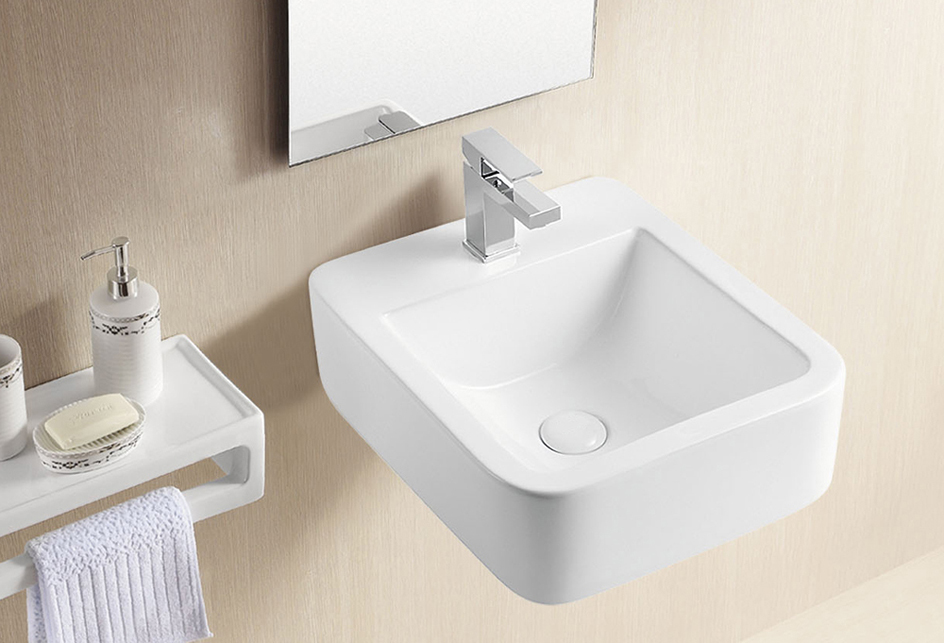Waschbecken Quadratisch Aufsatzbecken Keramikwaschbecken 46 x 38 x 16 cm-BEN10297