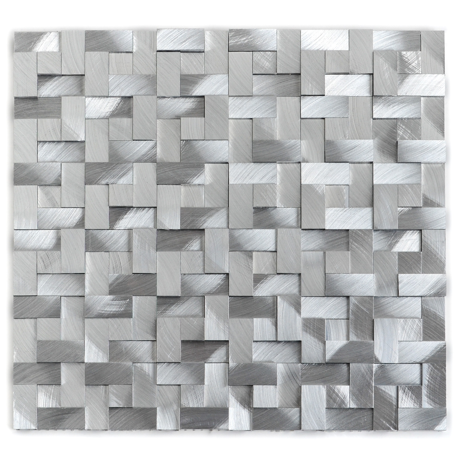 Aluminium Mosaikfliesen Maila Gebürstet  3D Silber Matte