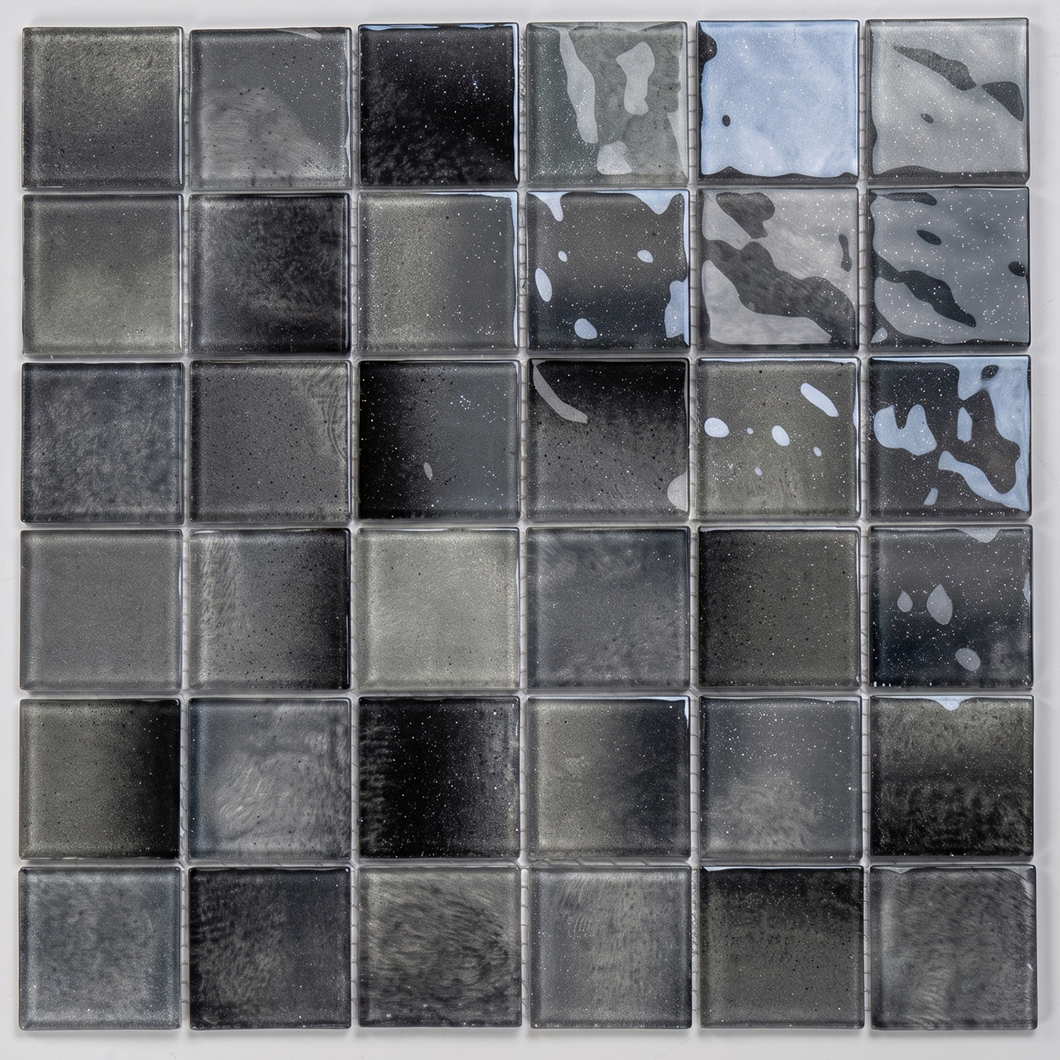 Glasmosaik Mosaikfliese Nizza 48×48 mm  Schwarz