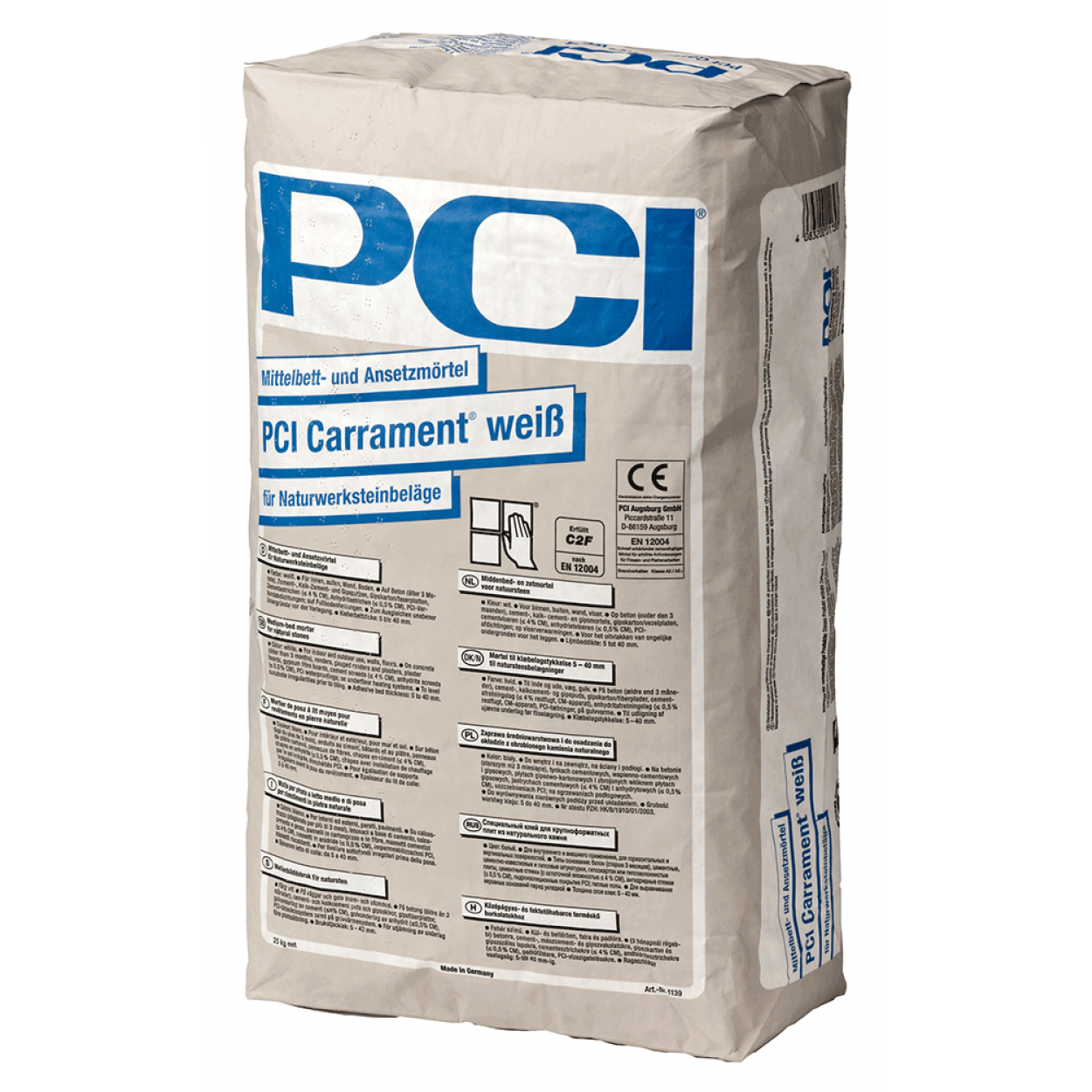 PCI Fliesenkleber Klebemörtel Carrament weiß für Naturstein- und Feinsteinzeugbeläge 25Kg