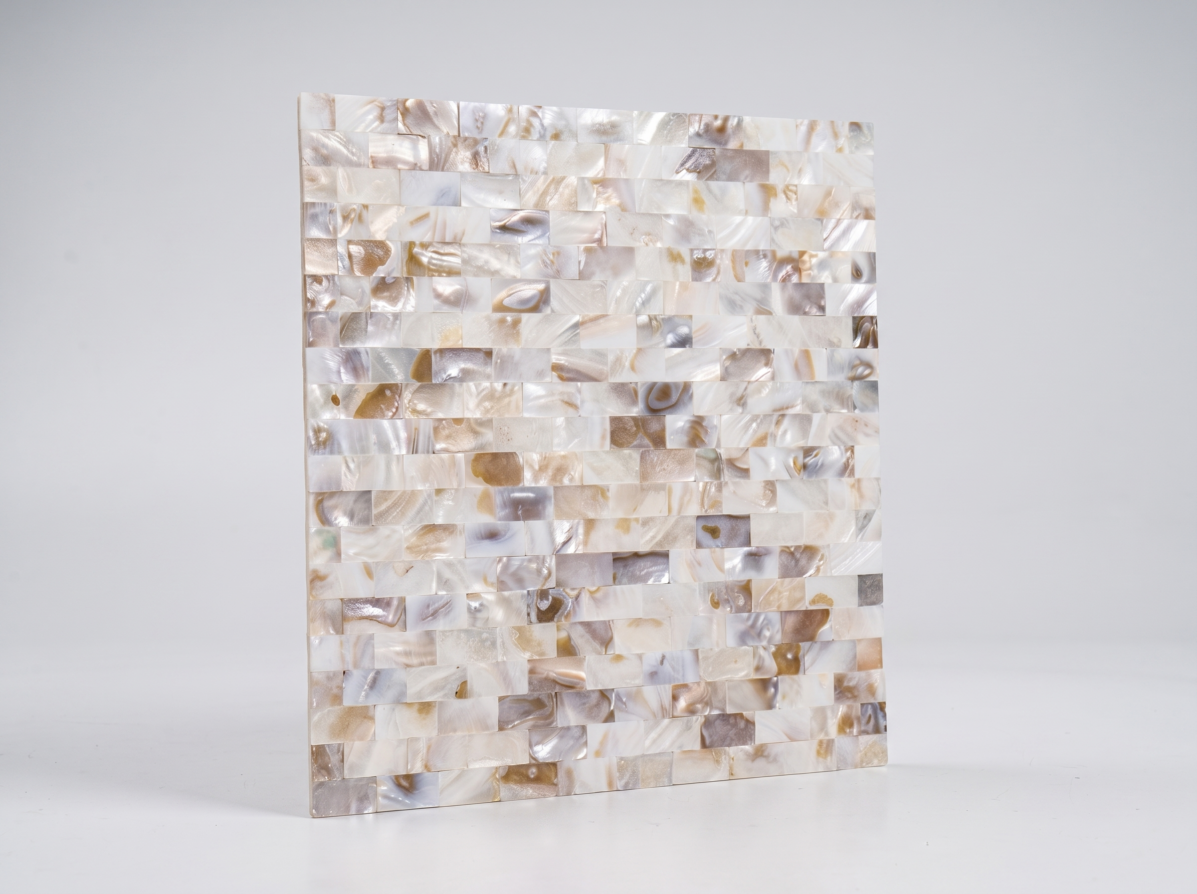 Muschel-Mosaikfliese Creamweiß Rechteck