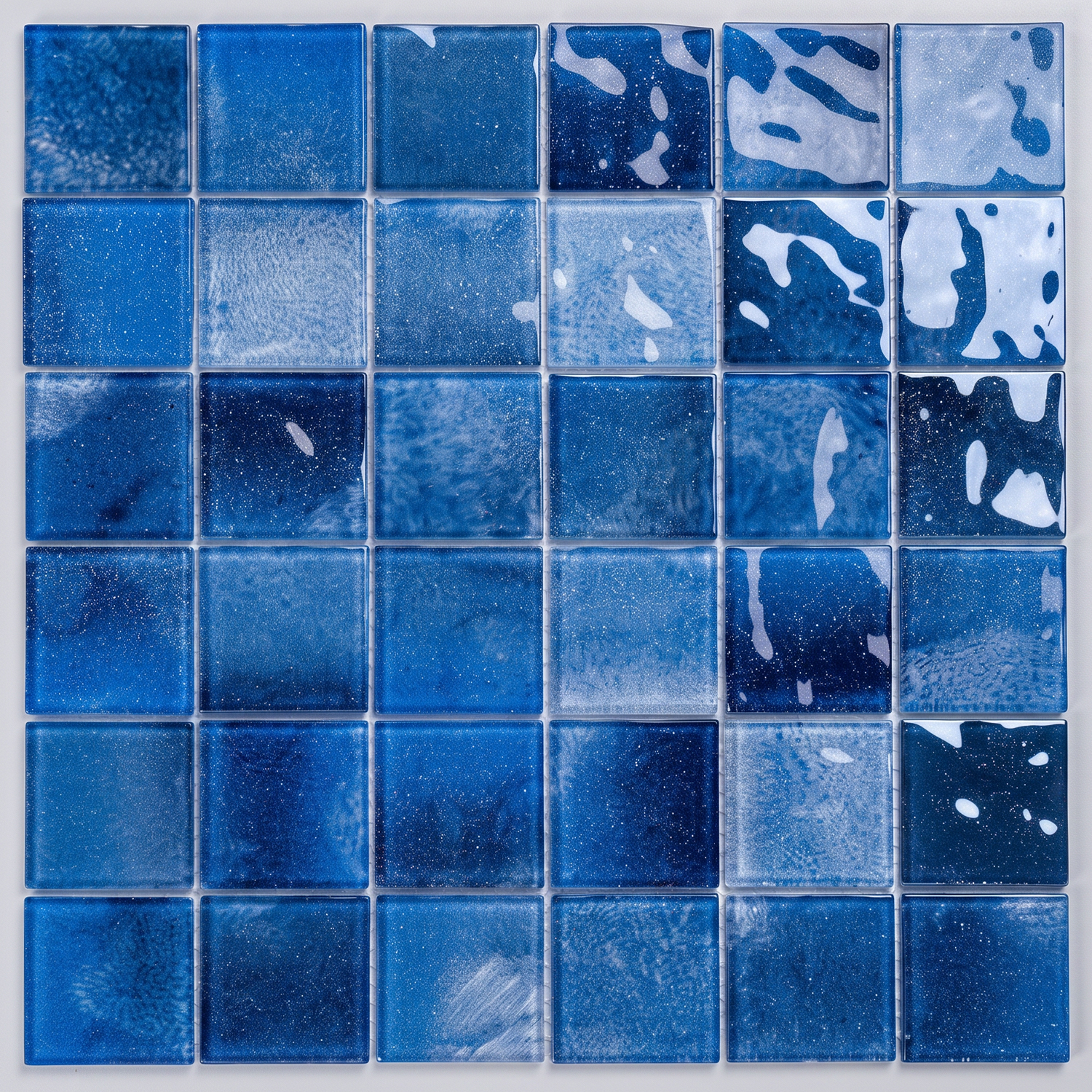 Glasmosaik Mosaikfliese Nizza 48×48 mm Blau