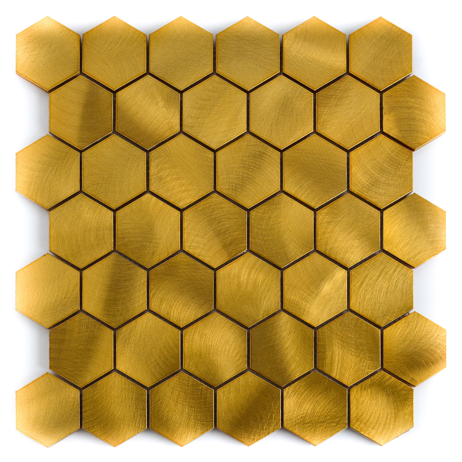 Hexagonmosaik Mosaikfliesen Gold Marcia Gebürstet
