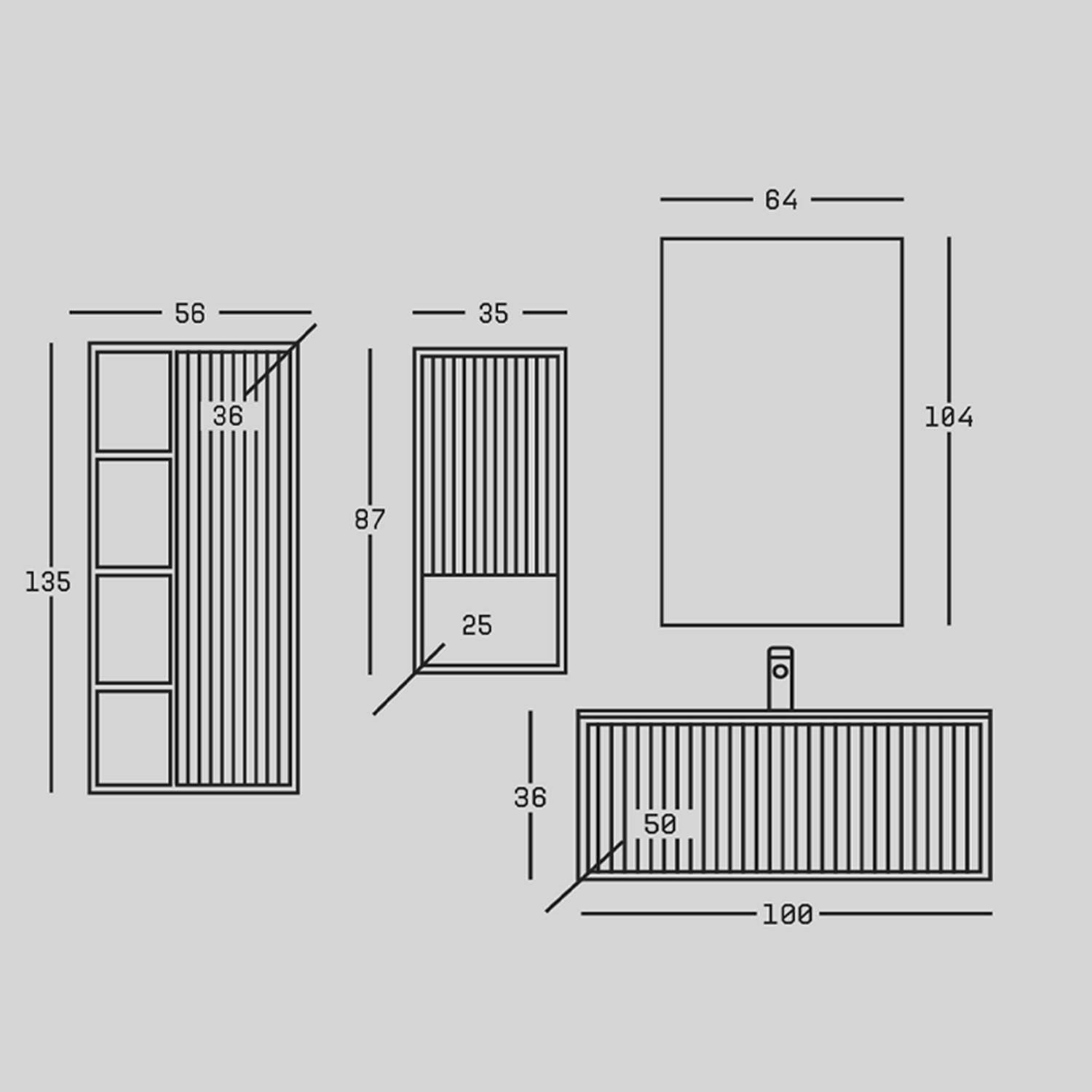 Badmöbel Set Zeus 100 mit Waschtisch Regal Kombination Seitenschrank mit LED Spiegel-BEN10408
