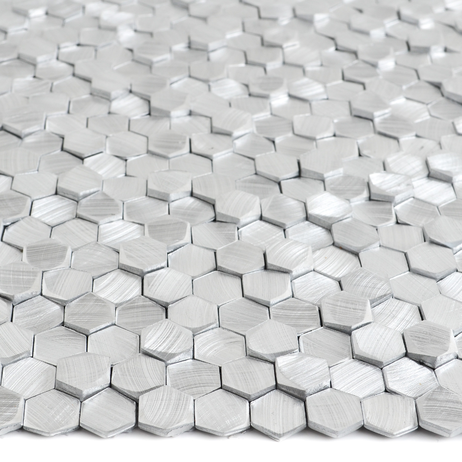 Mosaikfliesen Edelstahl Medlen Silber Gebürstet in 3D Matte-BEN10213.1