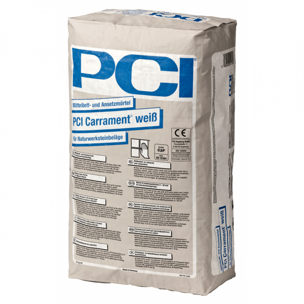 PCI Fliesenkleber Klebemörtel Carrament weiß für Naturstein- und Feinsteinzeugbeläge 25Kg